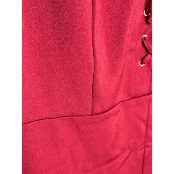 Beige by ECI Red Midi Sheath Dress Medium Lace-Up Front Office-to-Evening Style - Picture 10 of 10